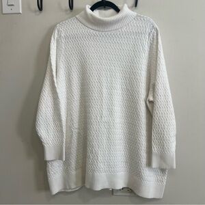 Lands' End Ivory Cable-Texture Turtleneck Sweater Spring Careerwear Office Cute